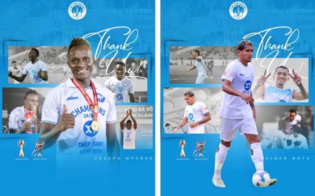 Mpande và Mota bất ngờ bị Nam Định thanh lý trước trận Siêu Cúp