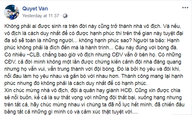 Lời nói ẩn ý của Văn Quyết và triết lý làm bóng đá của HAGL