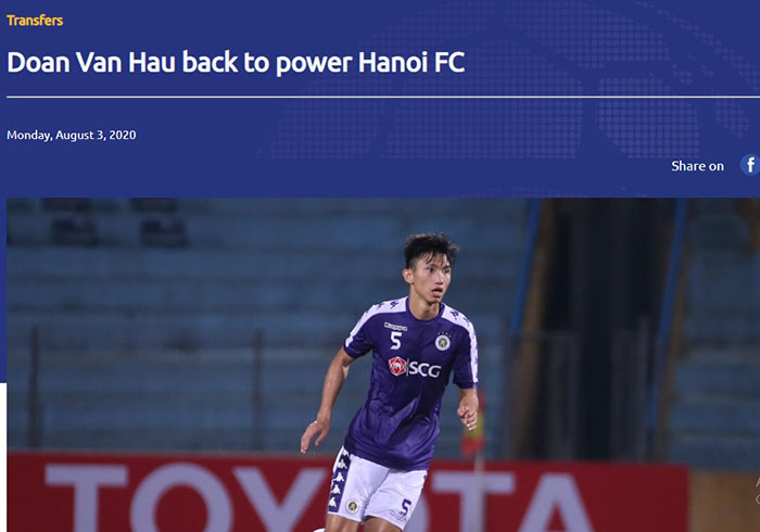Trang chủ AFC: “Cậu ấy là sự bổ sung đáng giá cho CLB Hà Nội lúc này”
